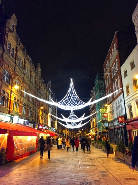 Christmas Decor on Irving Street and Leicester Square
